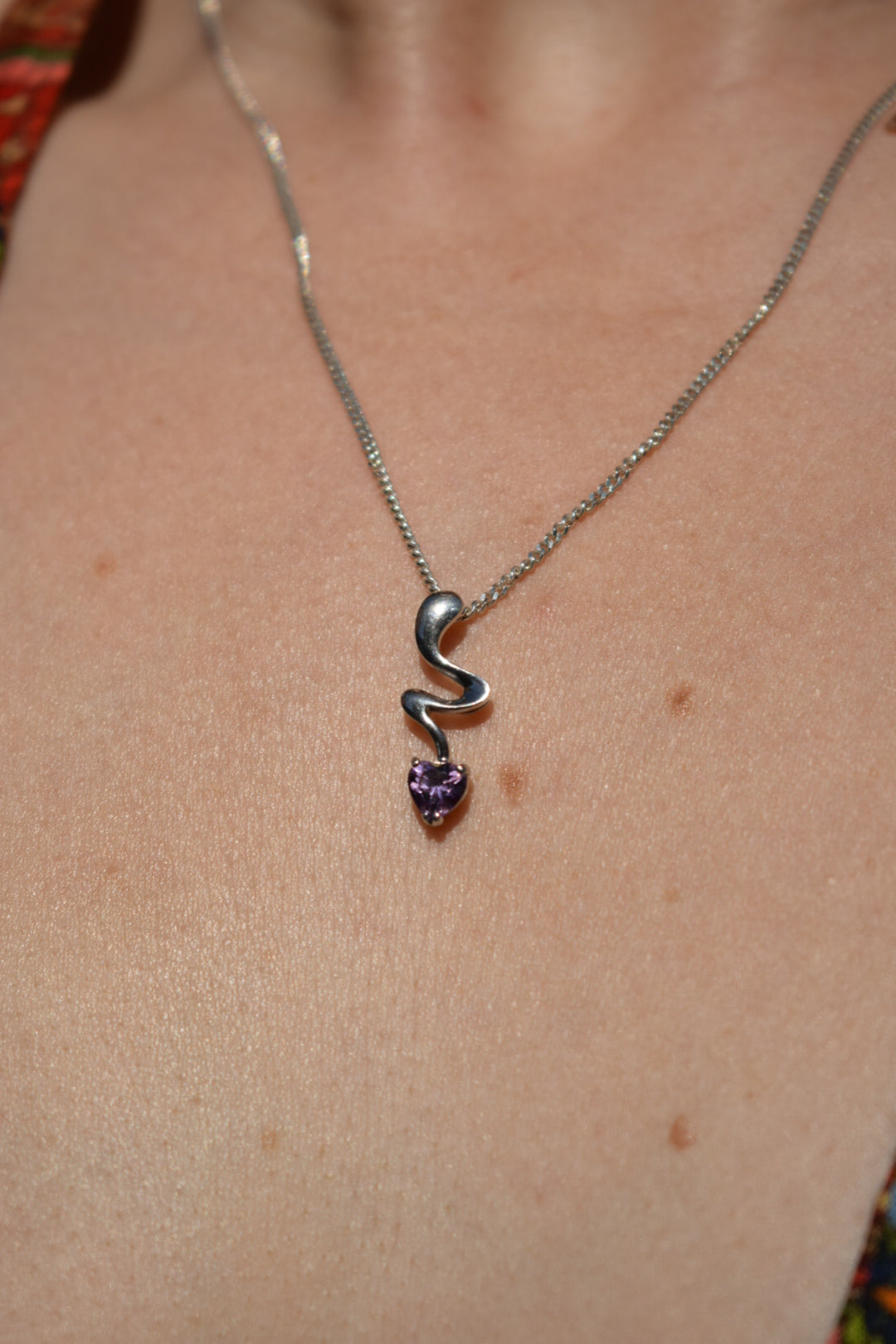 Sterling Silver Amethyst Heart Necklace