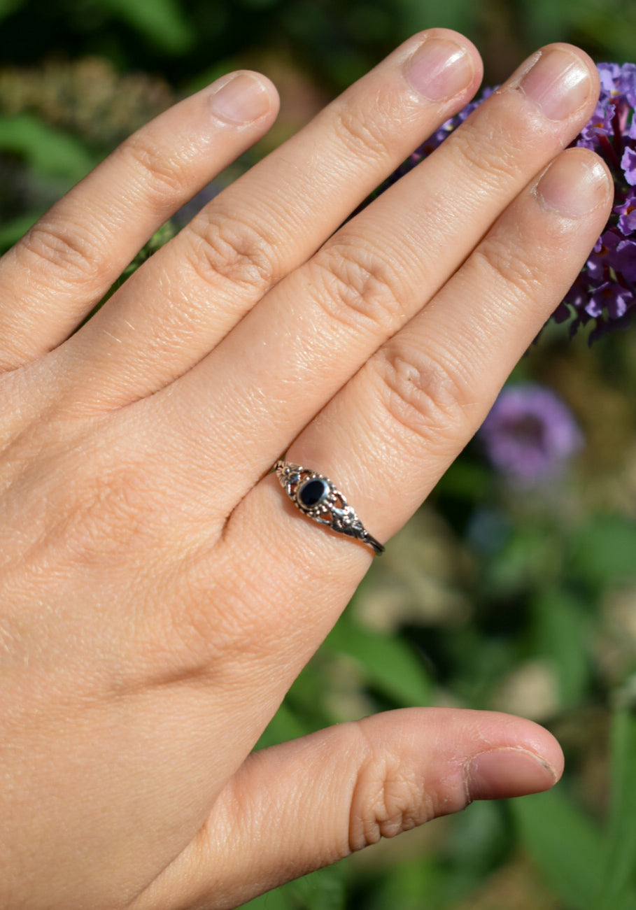 Sterling Silver Black Enamel Ring