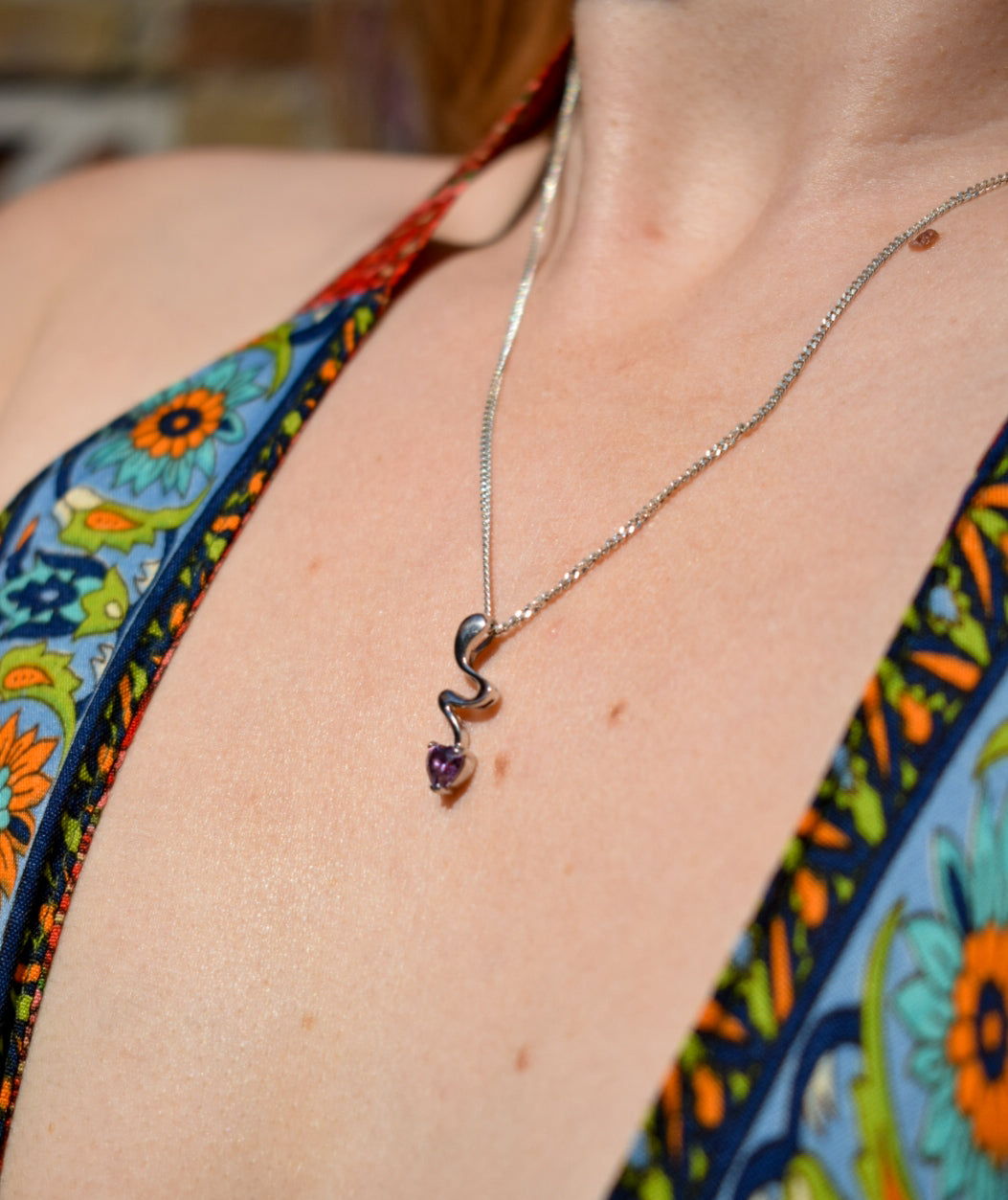 Sterling Silver Amethyst Heart Necklace