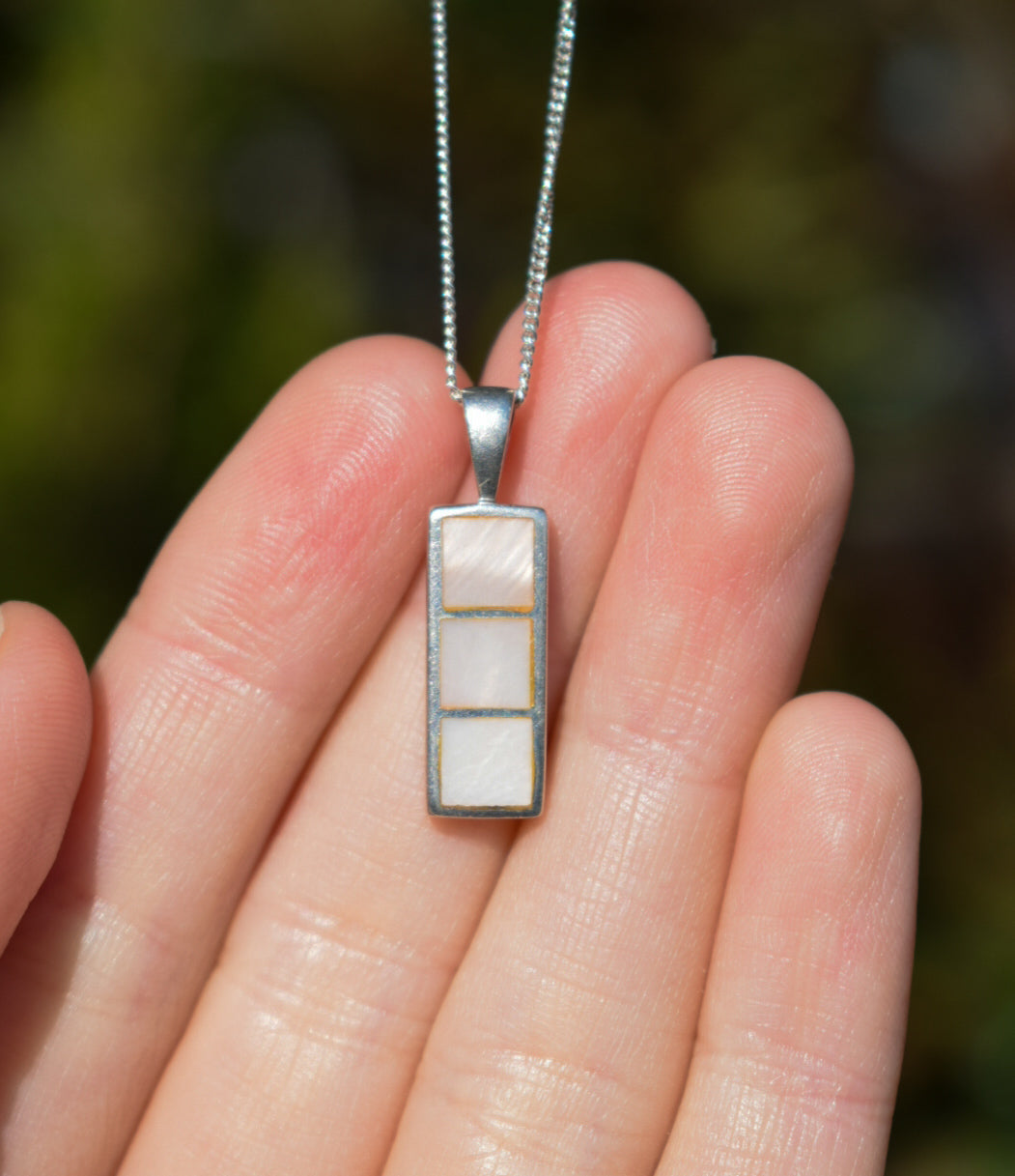 Sterling Silver Pink Mother Of Pearl Necklace