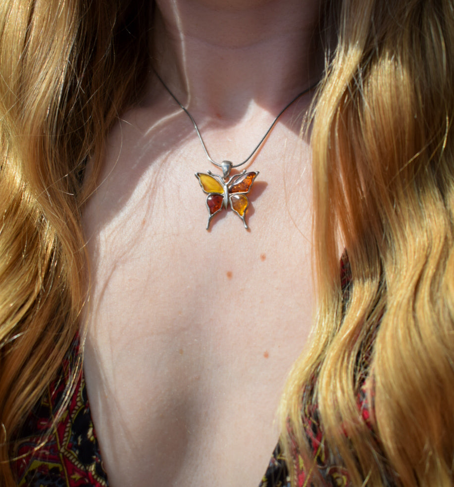 Amber Butterfly Necklace