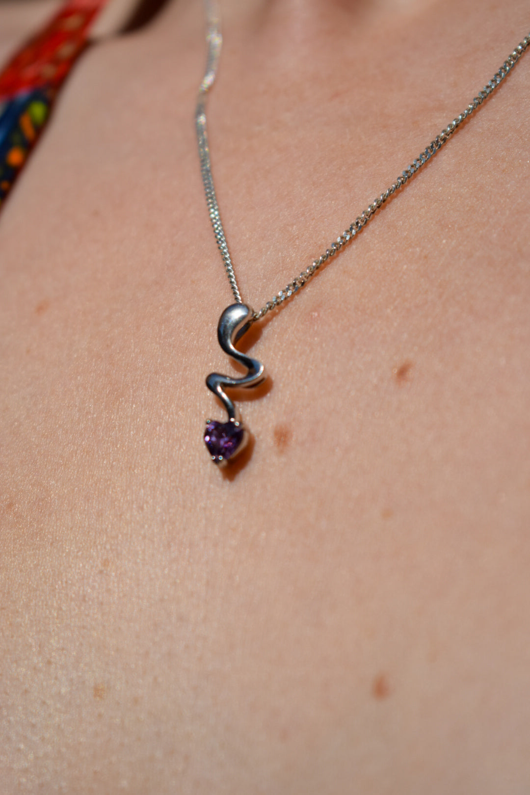 Sterling Silver Amethyst Heart Necklace