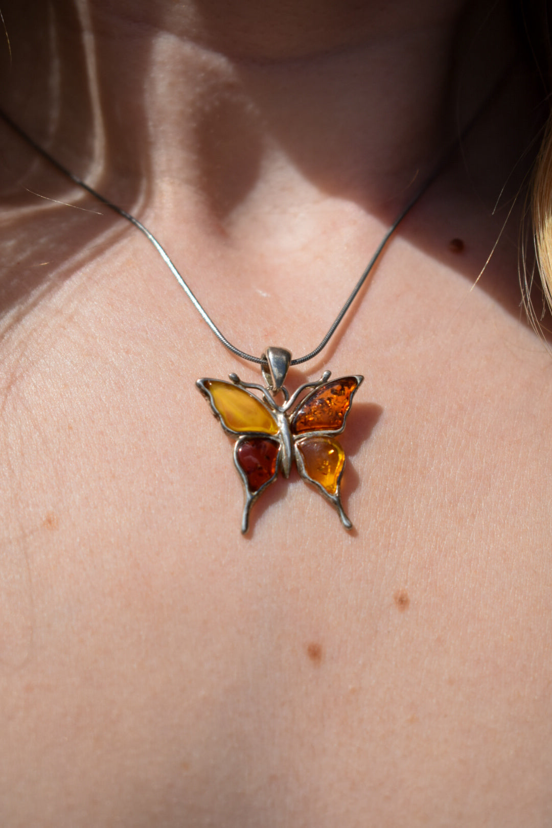 Amber Butterfly Necklace
