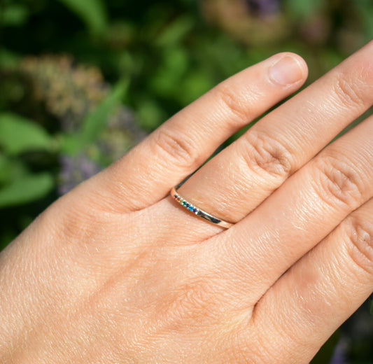 Silver Rainbow Ring Size L
