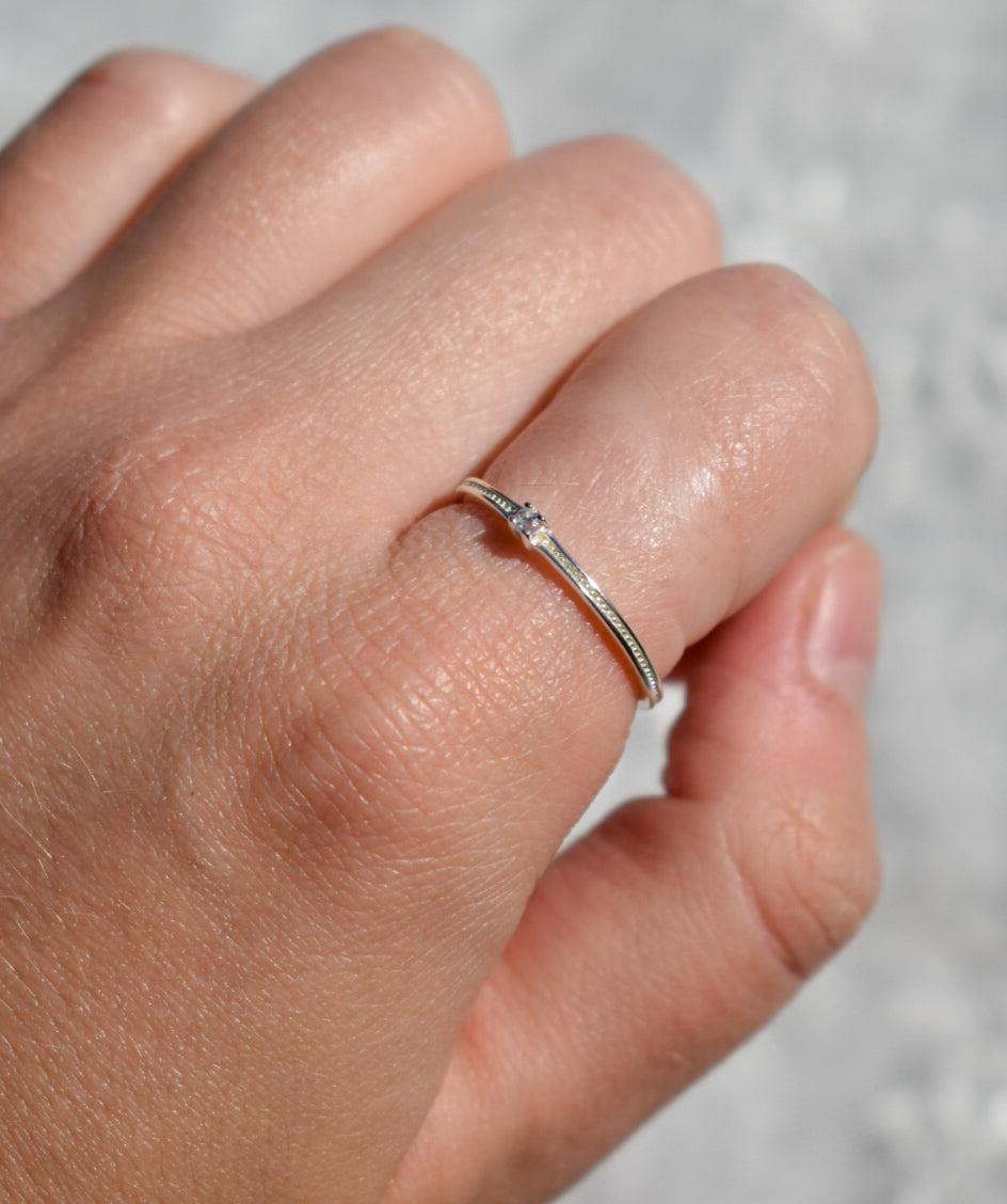 Silver Diamante Style Ring Size O