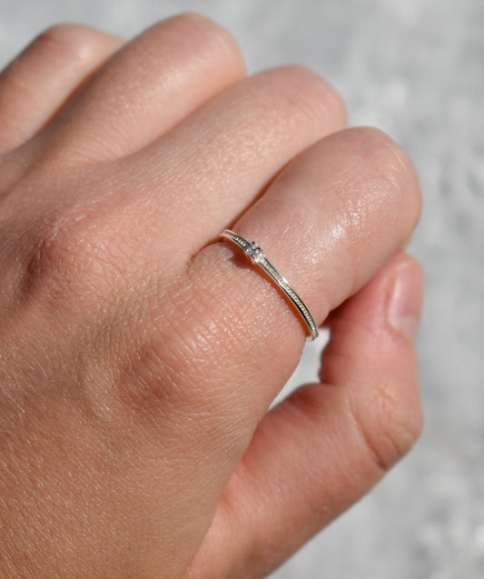Silver Diamante Style Ring Size O