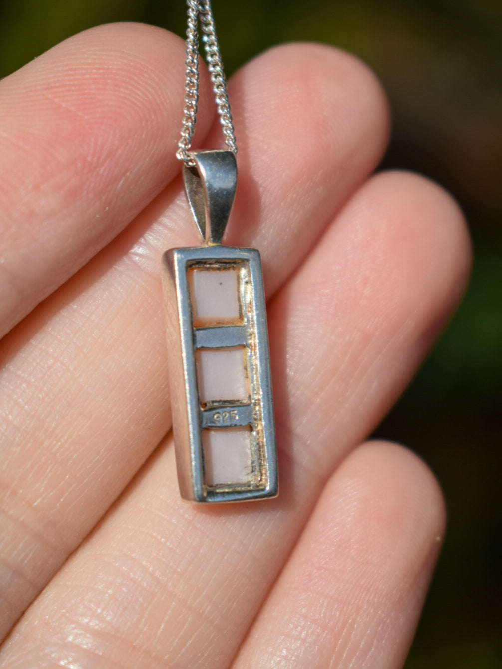 Sterling Silver Pink Mother Of Pearl Necklace