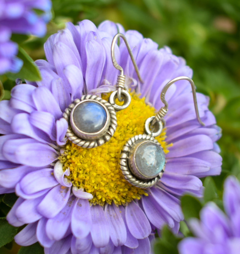 Silver Labradorite Earrings
