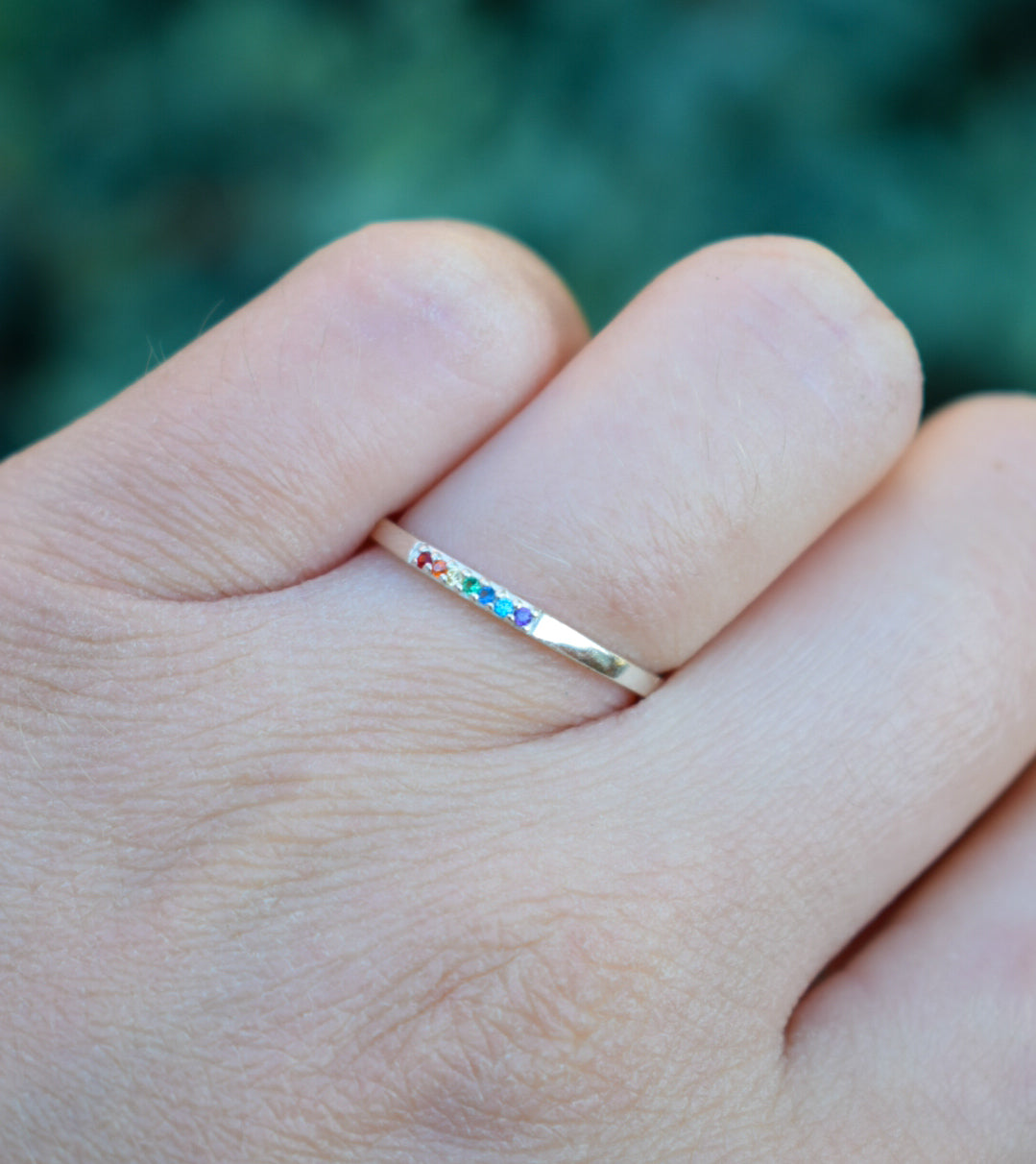 Silver Rainbow Ring Size L