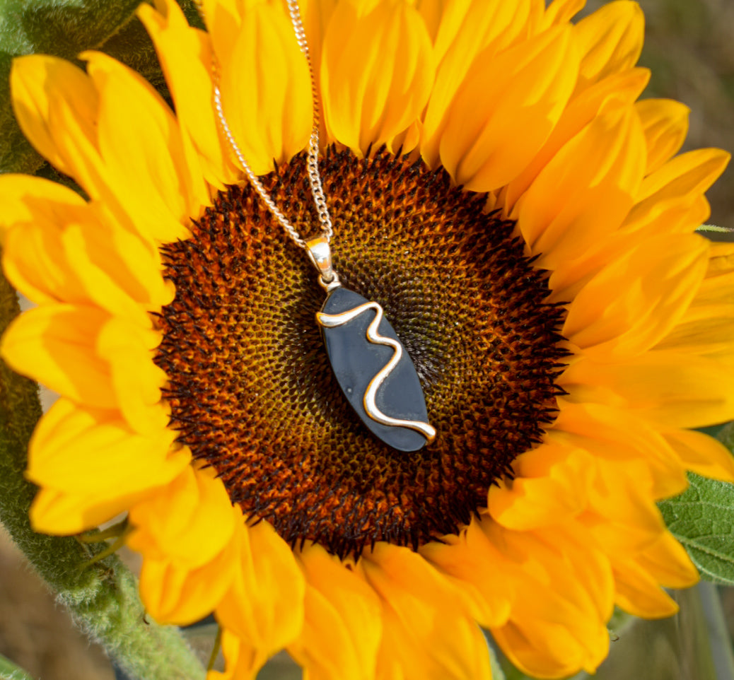 Silver Black Enamel Necklace