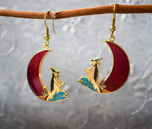 Vintage Witchy Cloisonne Earrings