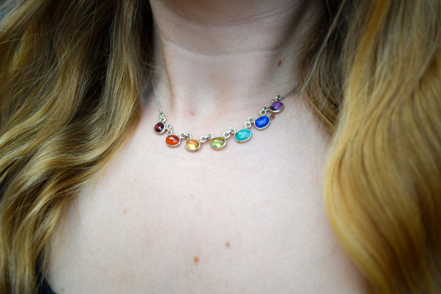 Whimsical Sterling Silver Rainbow Necklace