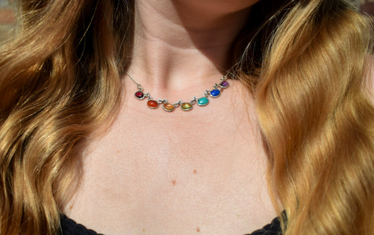 Whimsical Sterling Silver Rainbow Necklace