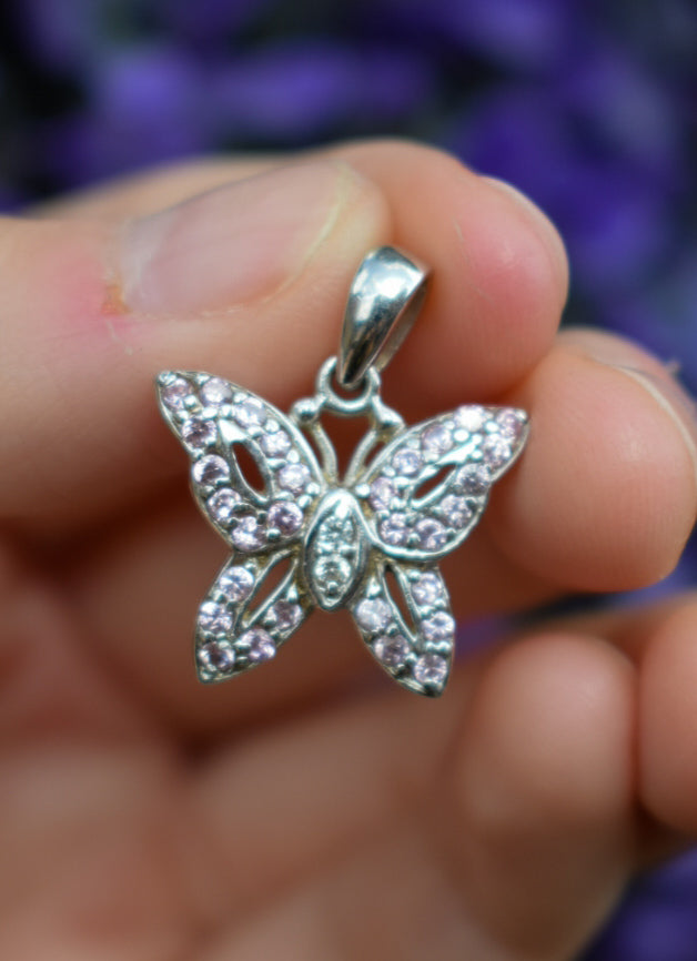 Pink Butterfly Necklace