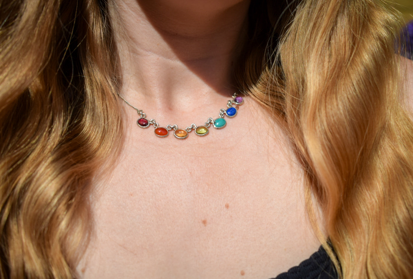 Whimsical Sterling Silver Rainbow Necklace