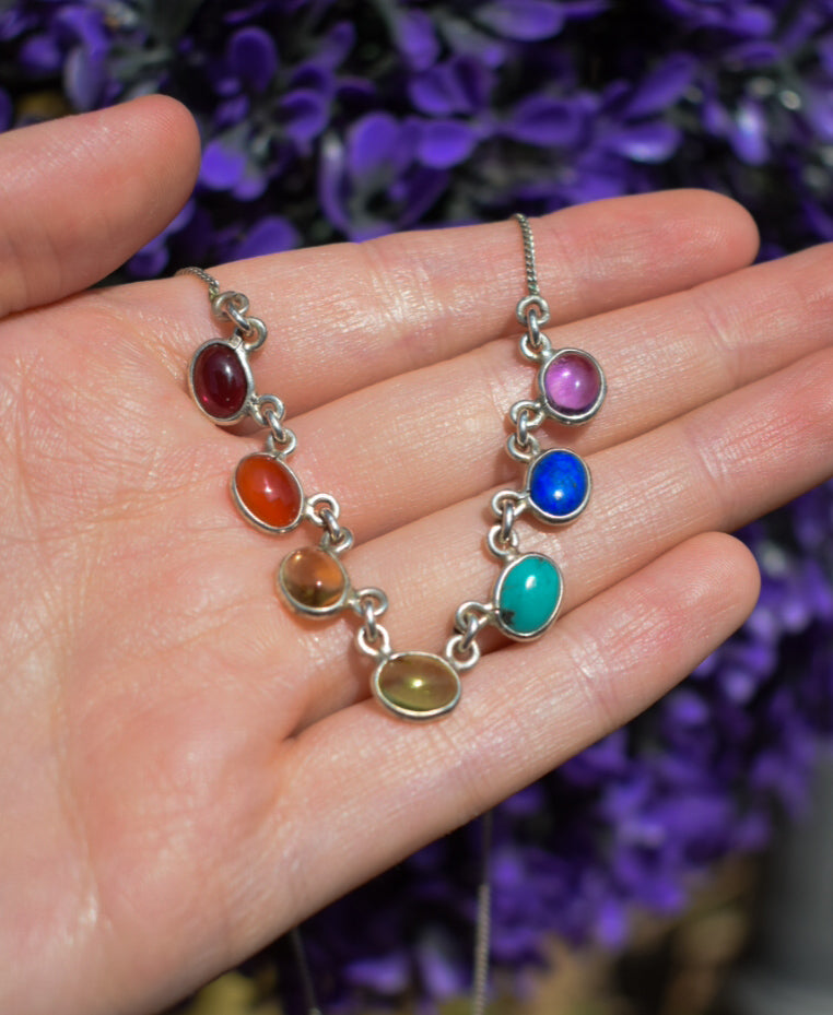 Whimsical Sterling Silver Rainbow Necklace