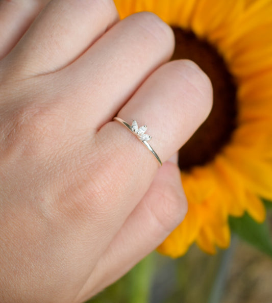 Silver Diamante Style Ring Size M