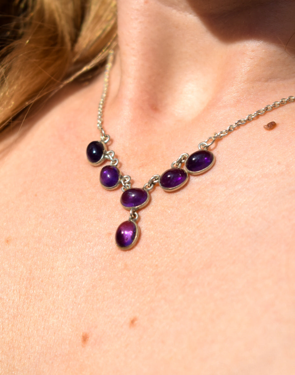 Whimsical Sterling Silver Amethyst Necklace