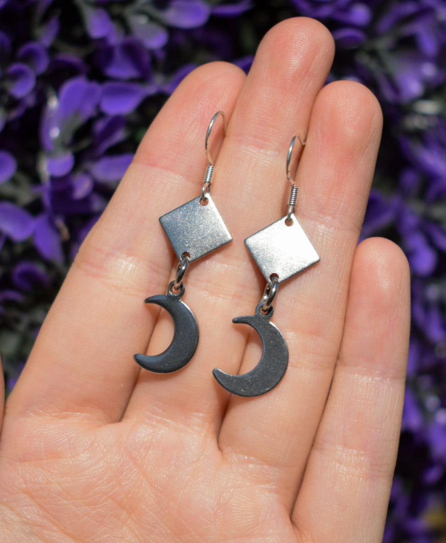 Stainless Steel Moon Earrings