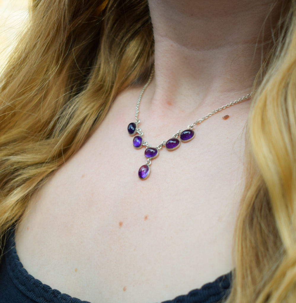 Whimsical Sterling Silver Amethyst Necklace