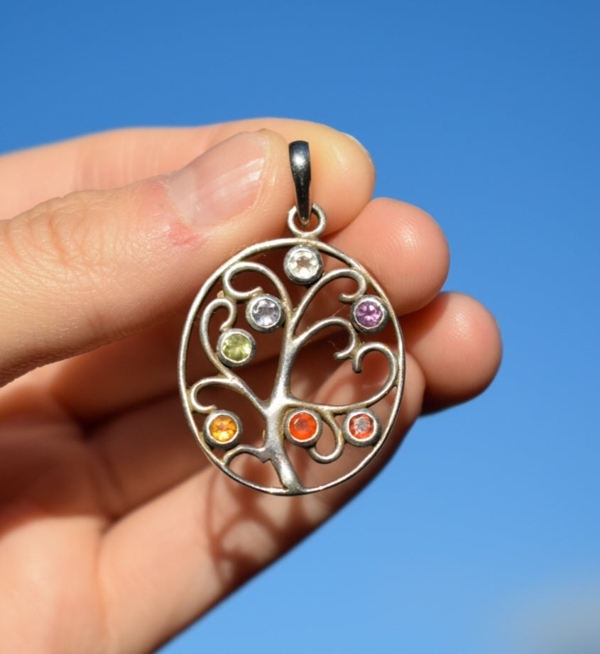 Multi-Gemstone Tree of Life Necklace