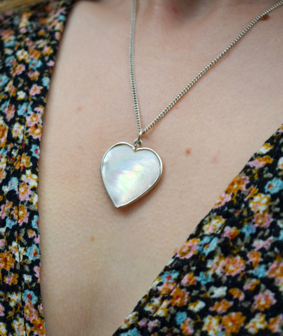 Mother of Pearl Heart Necklace