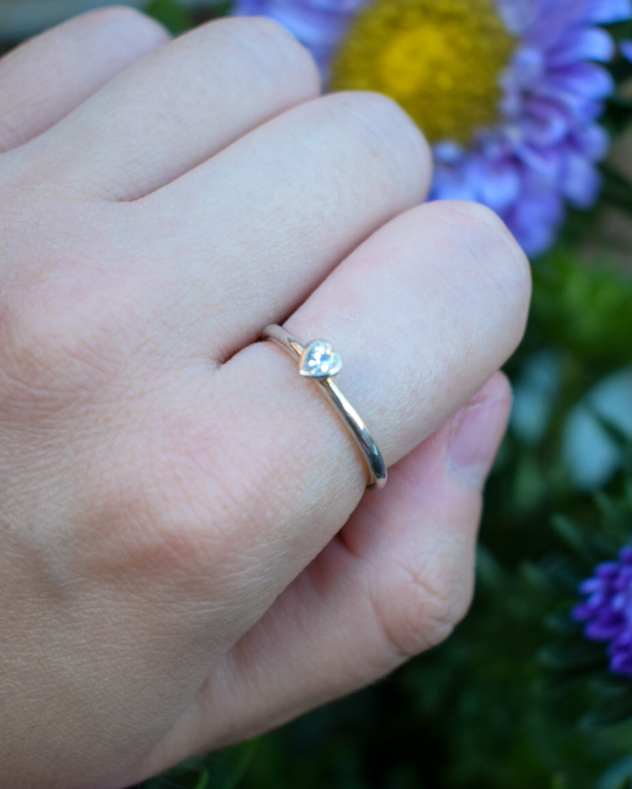 Heart Shaped Zirconia Ring Size N