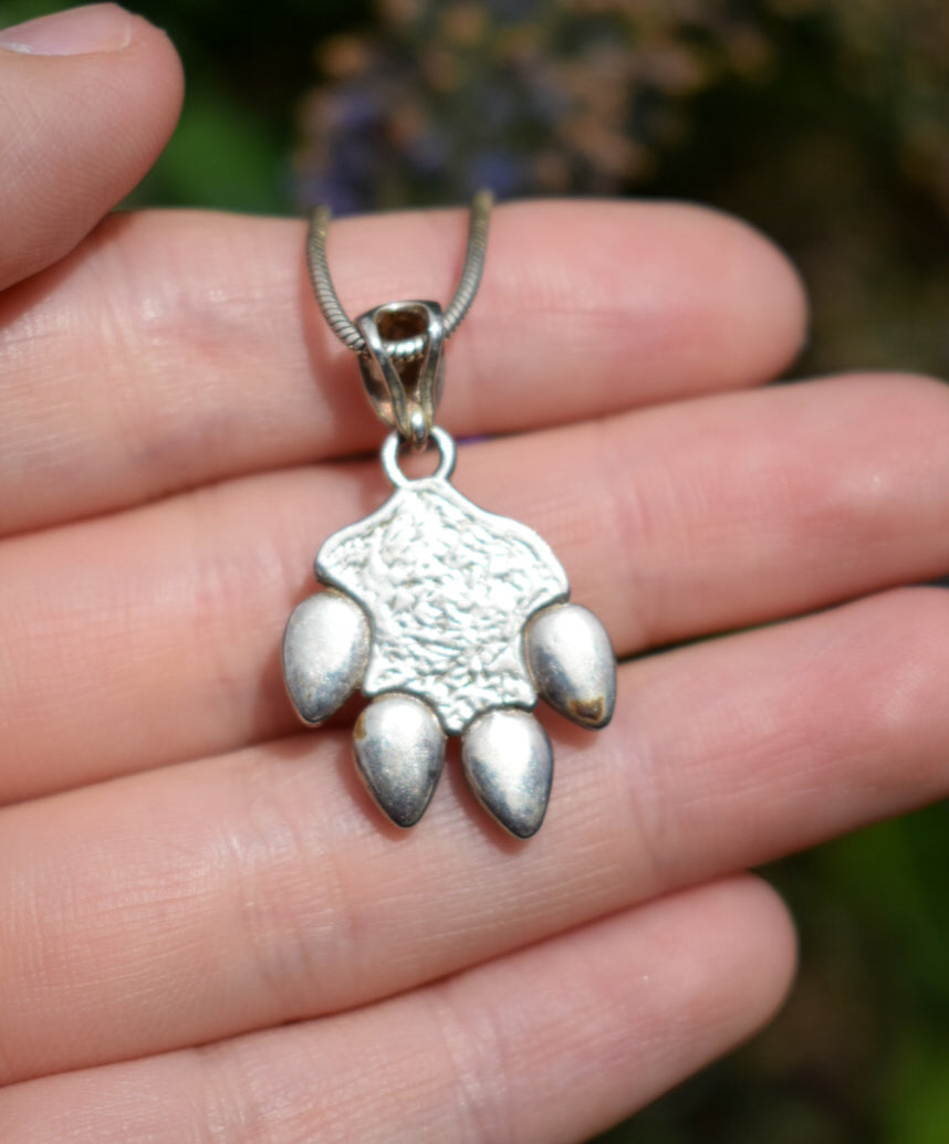 Vintage Amber Pawprint Necklace