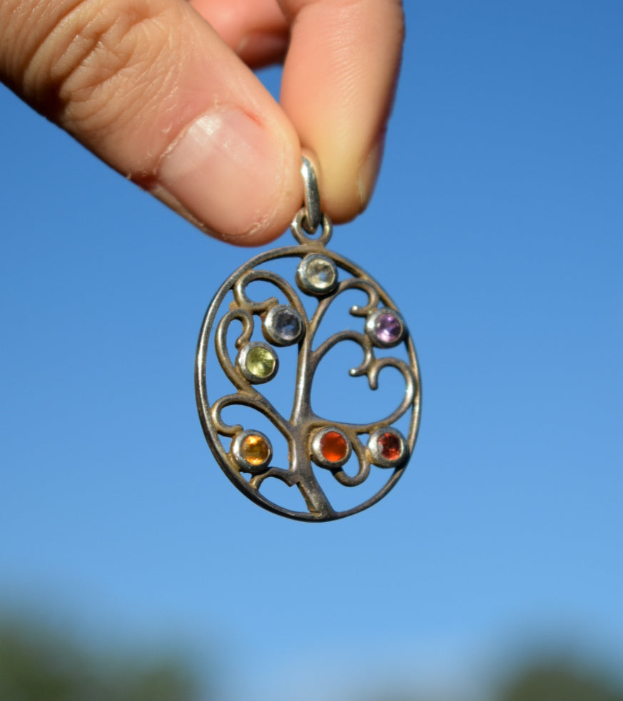 Multi-Gemstone Tree of Life Necklace