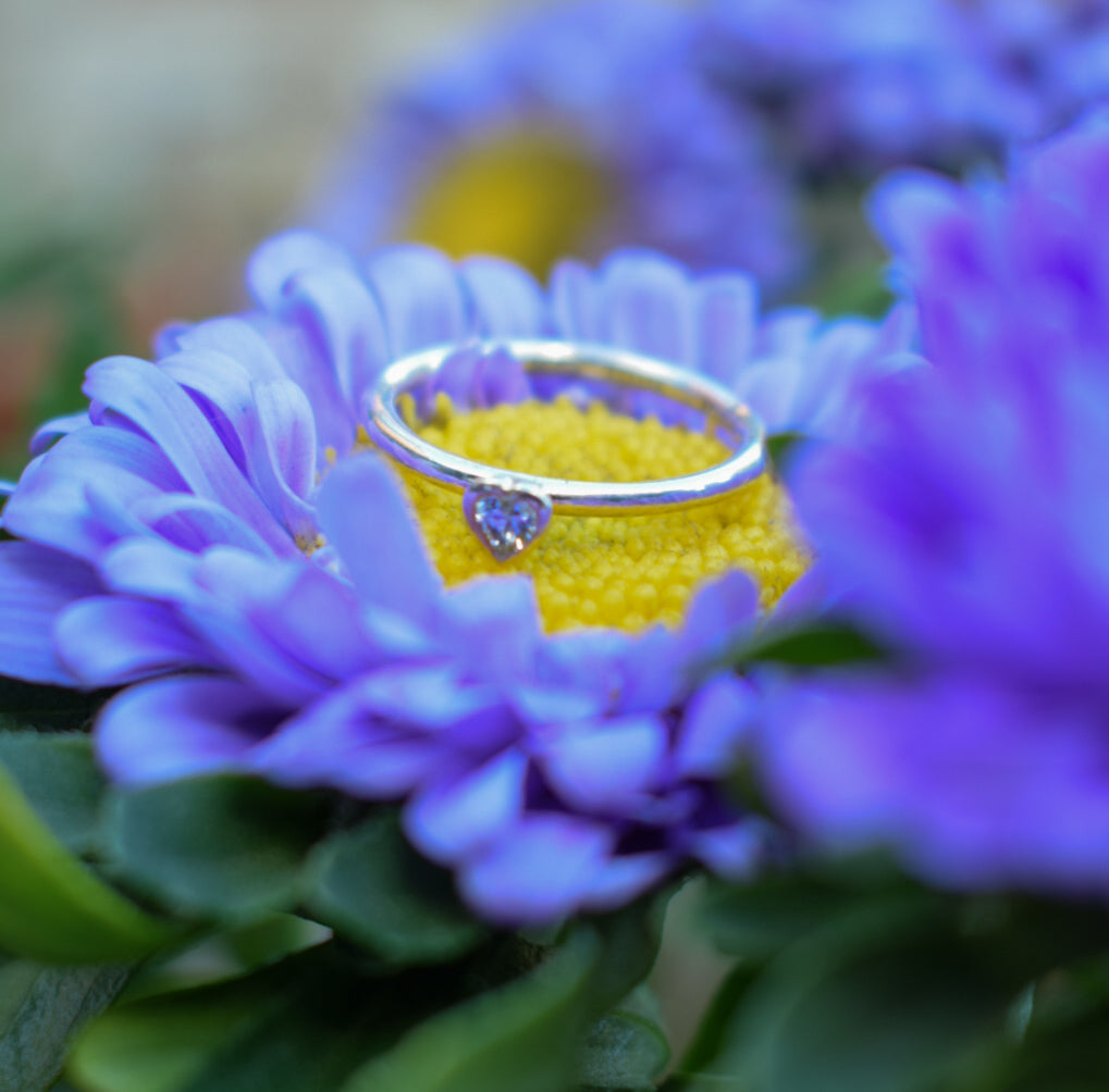 Heart Shaped Zirconia Ring Size N