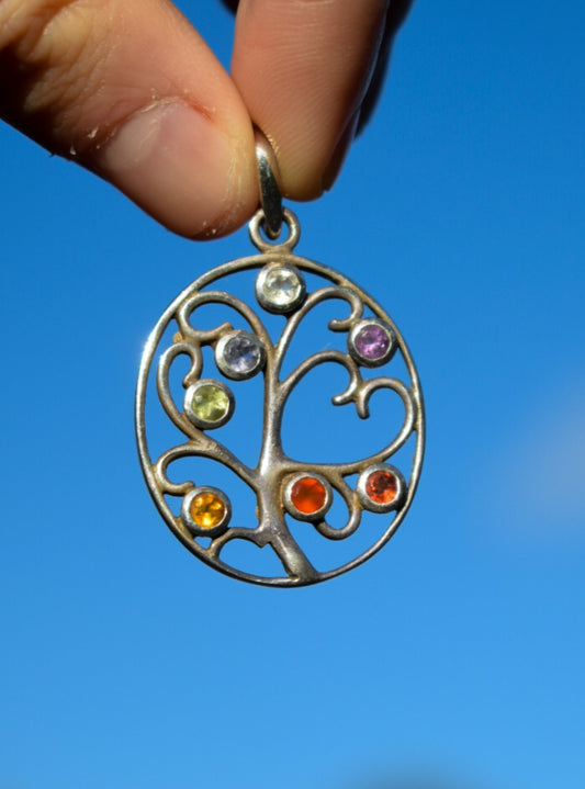 Multi-Gemstone Tree of Life Necklace