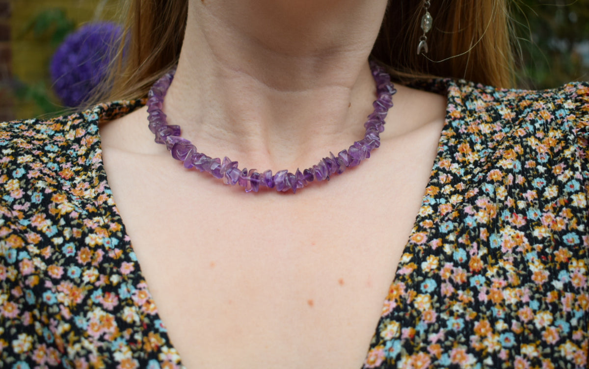 Amethyst Crystal Chip Necklace