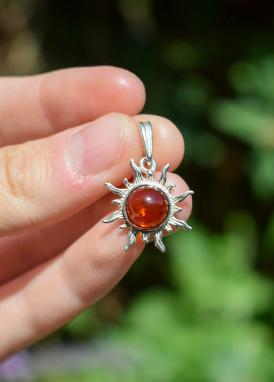 Whimsical Amber Sun Necklace