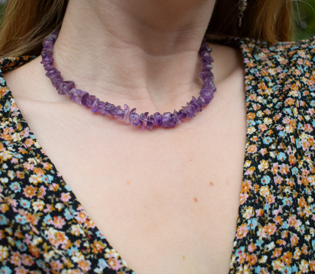 Amethyst Crystal Chip Necklace
