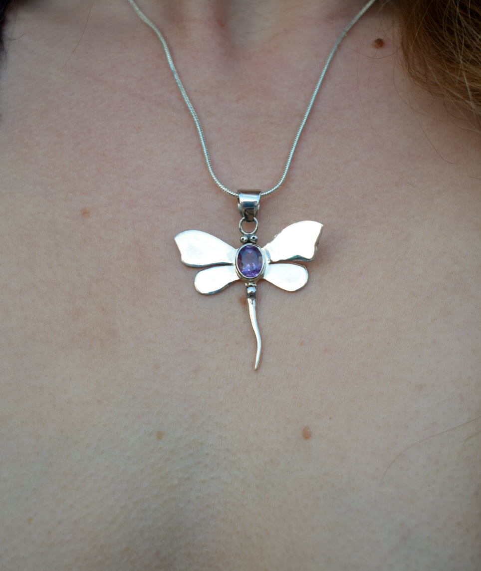 Amethyst Dragonfly Necklace