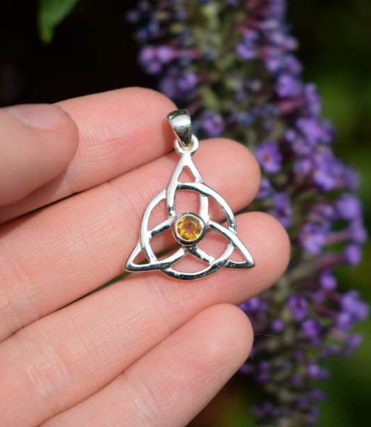 Citrine Trinity Knot Necklace