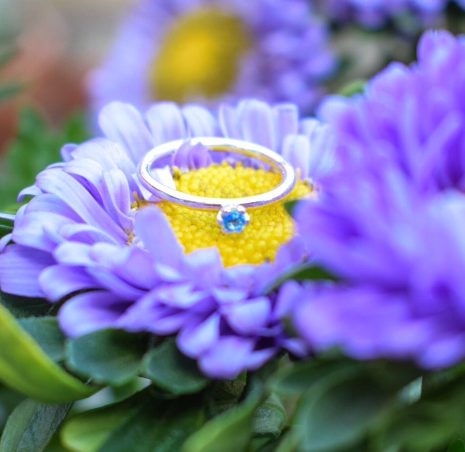 Blue Zirconia Ring Size L