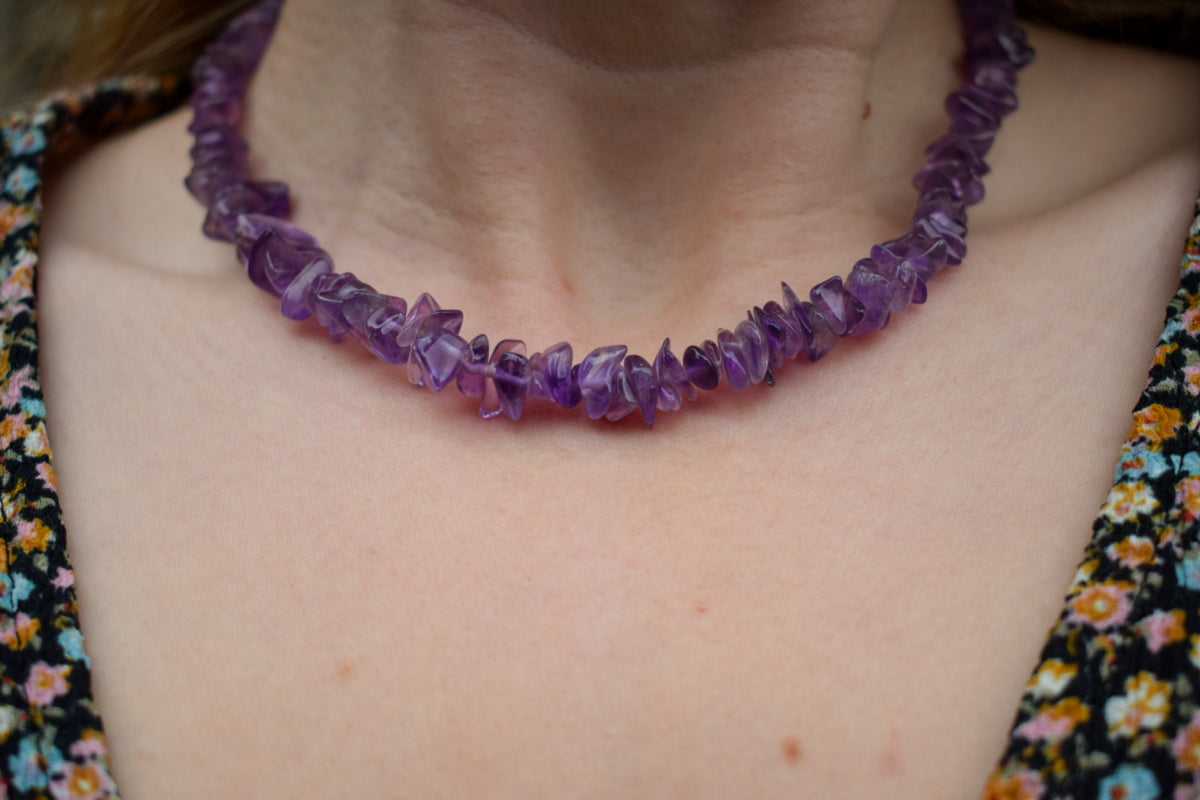 Amethyst Crystal Chip Necklace