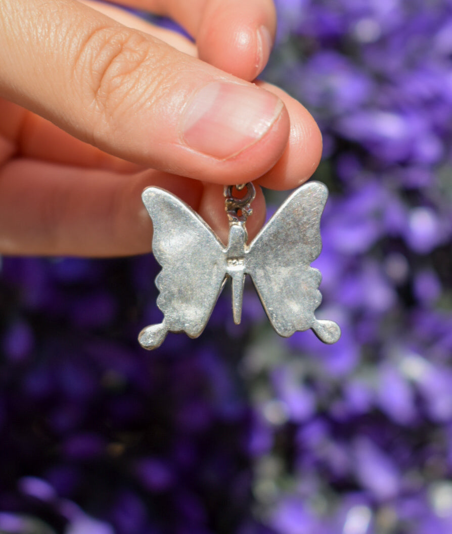 Sterling Silver Enamel Butterfly Necklace