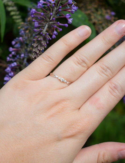 Silver Diamante Style Ring Size M