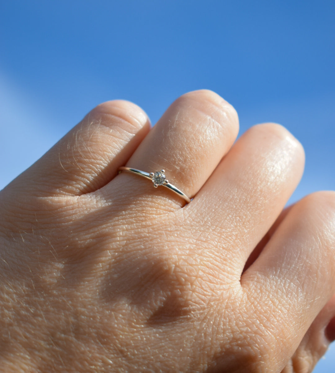 Silver Diamante Style Ring Size L