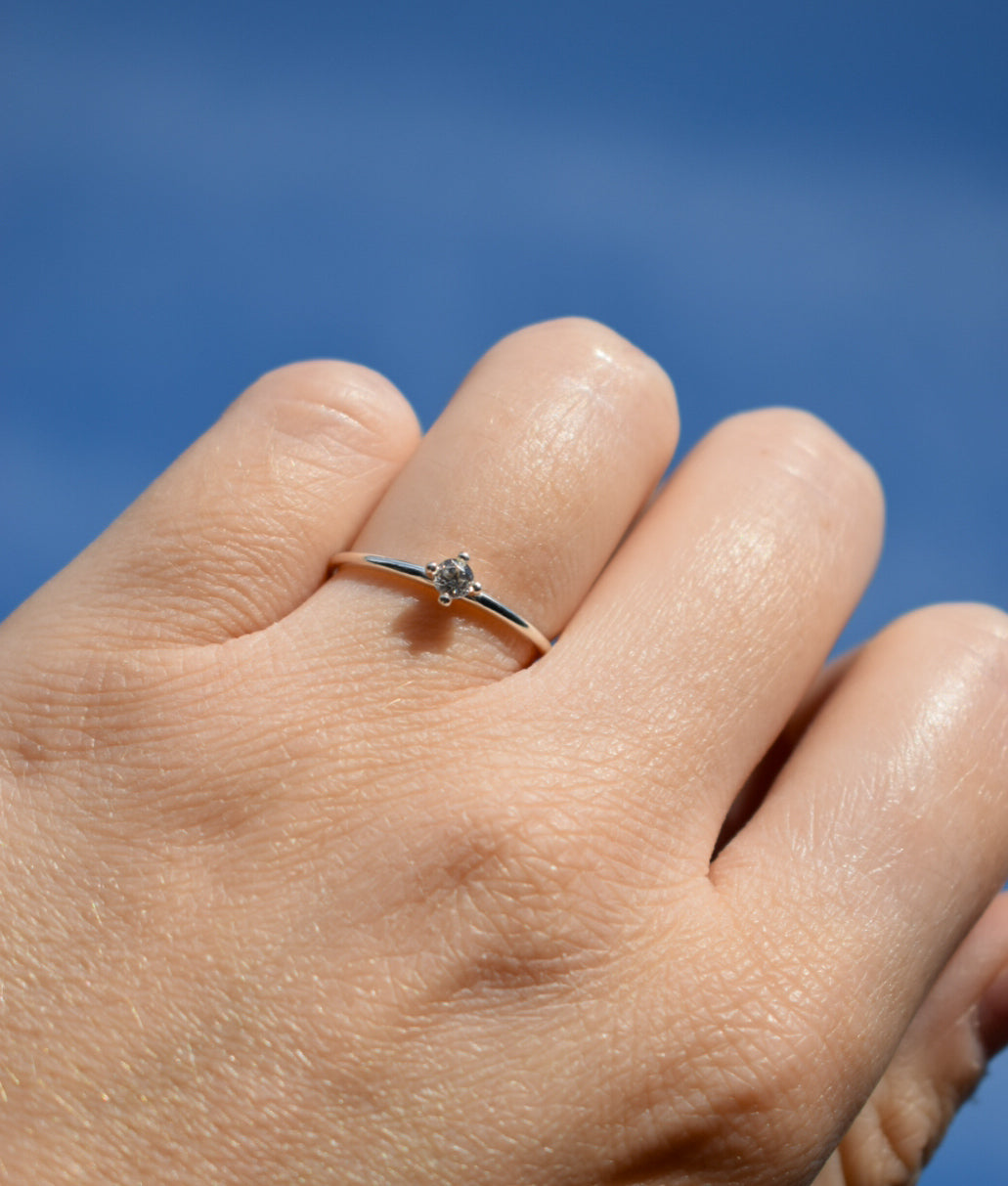 Silver Diamante Style Ring Size L
