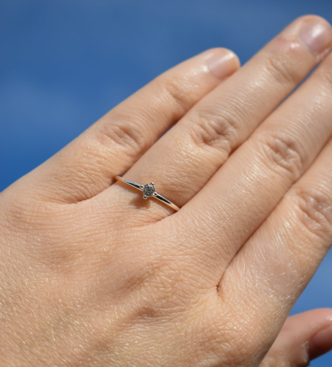 Silver Diamante Style Ring Size L