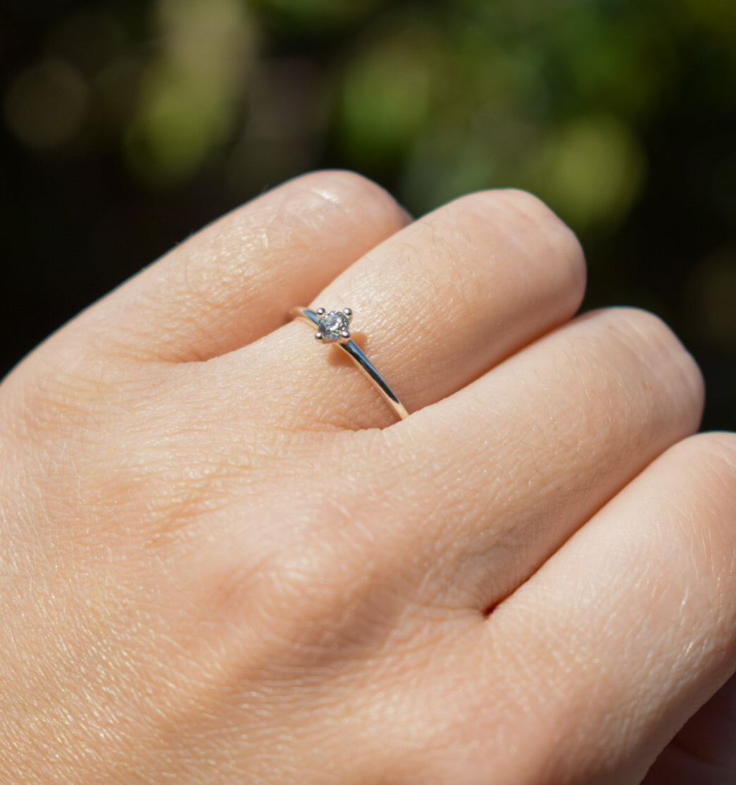 Silver Diamante Style Ring Size L