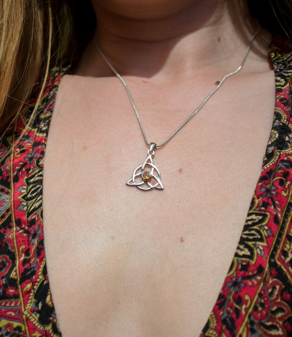 Citrine Trinity Knot Necklace