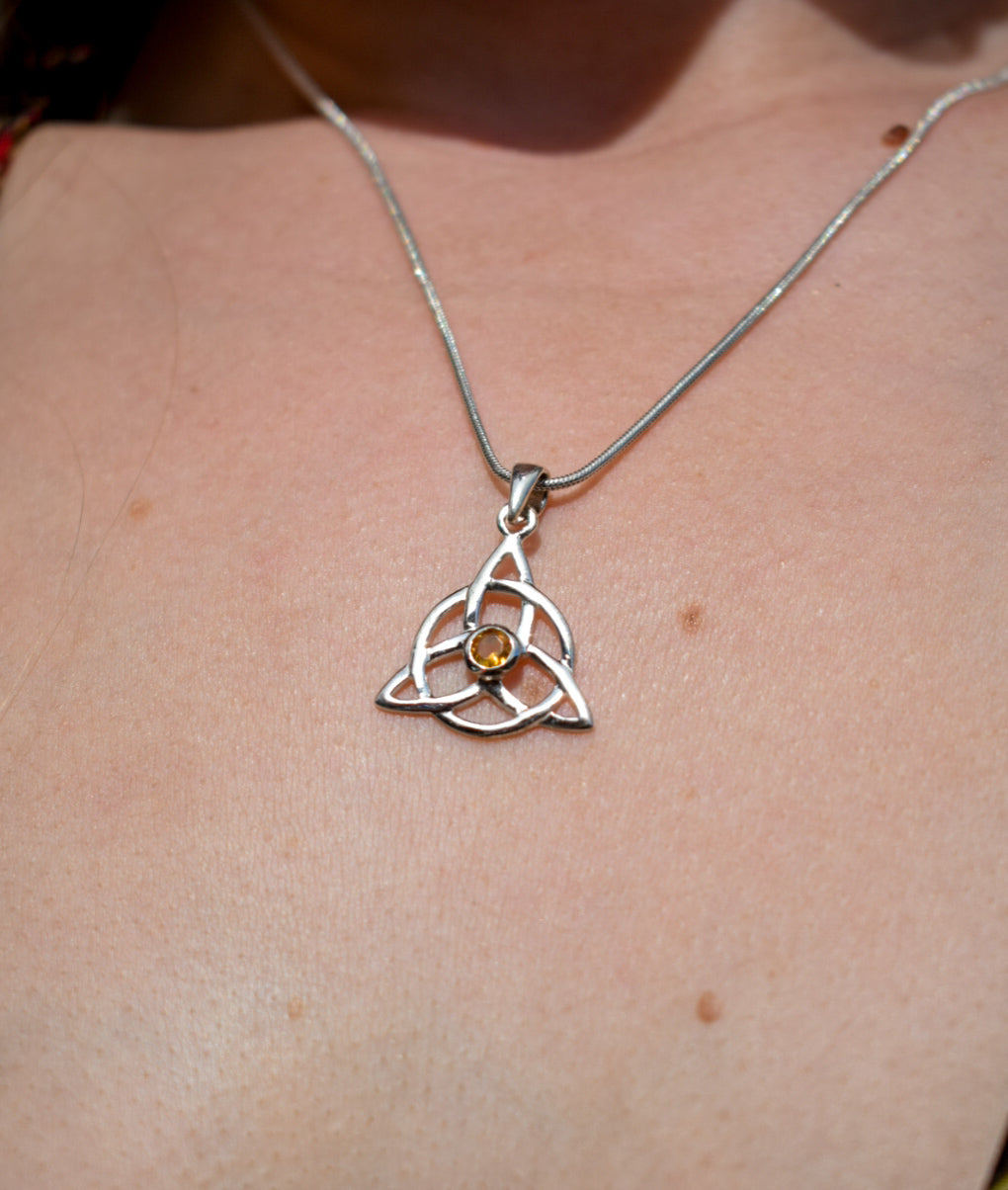Citrine Trinity Knot Necklace