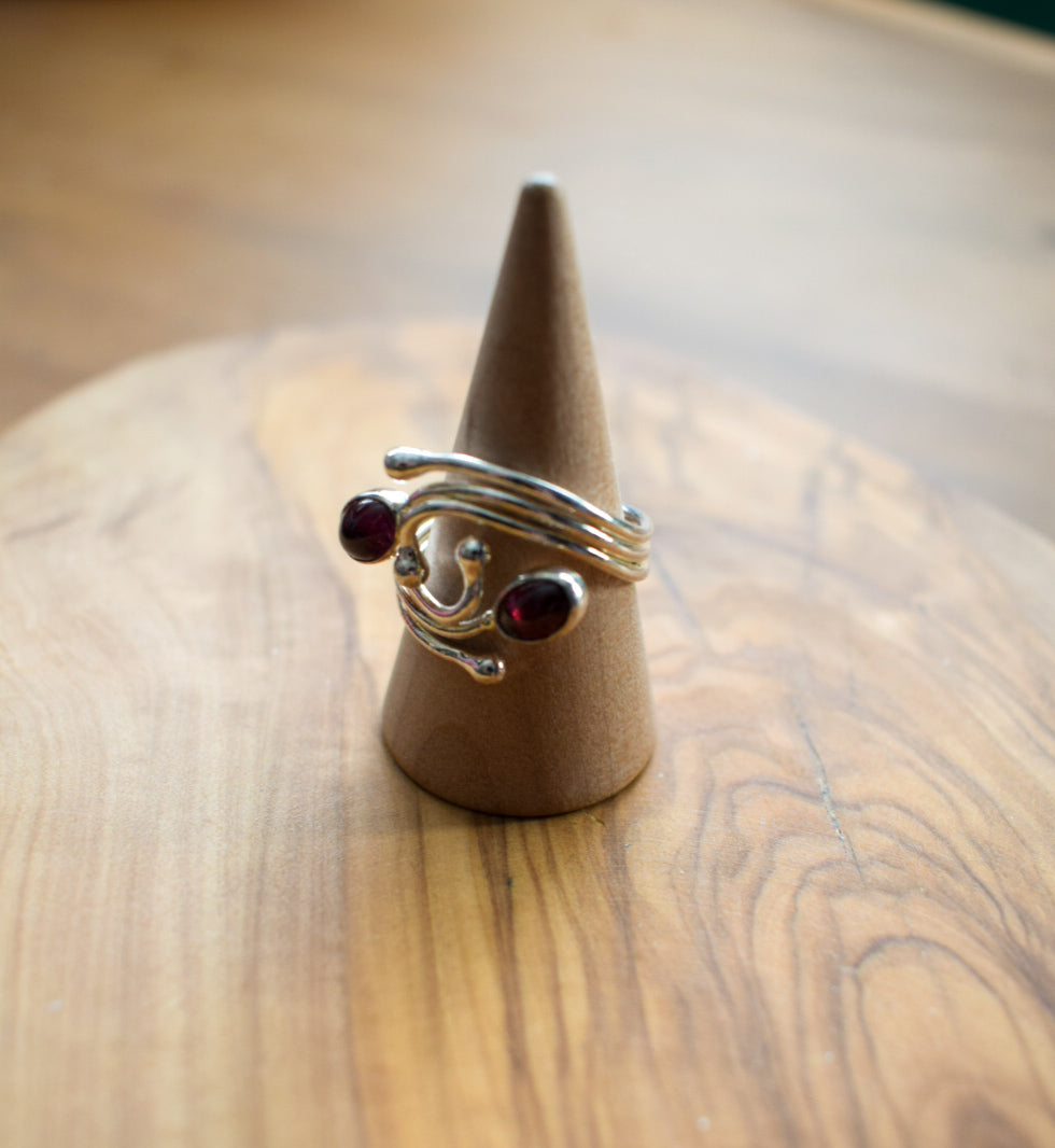 Sterling Silver Garnet Ring Size Q
