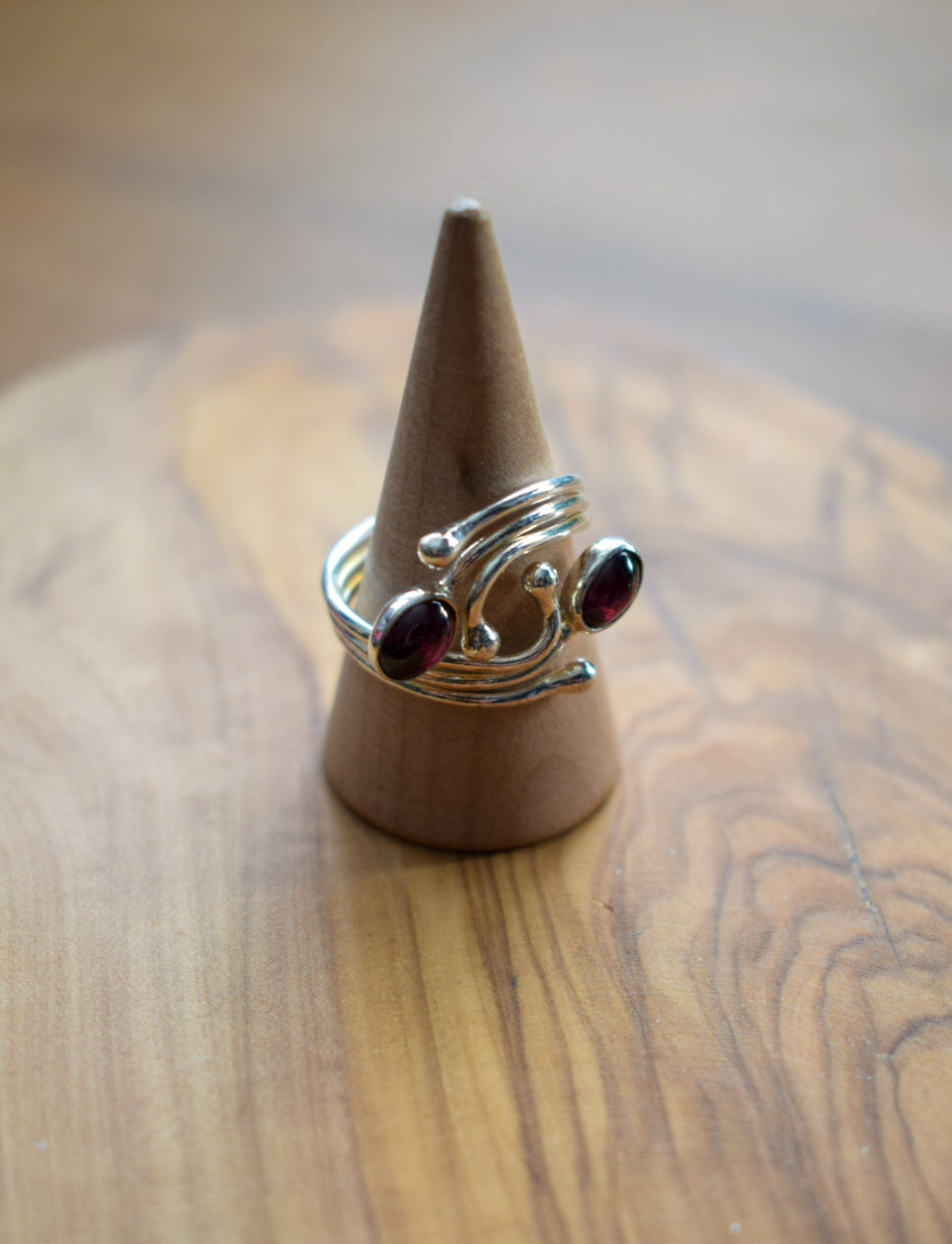 Sterling Silver Garnet Ring Size Q
