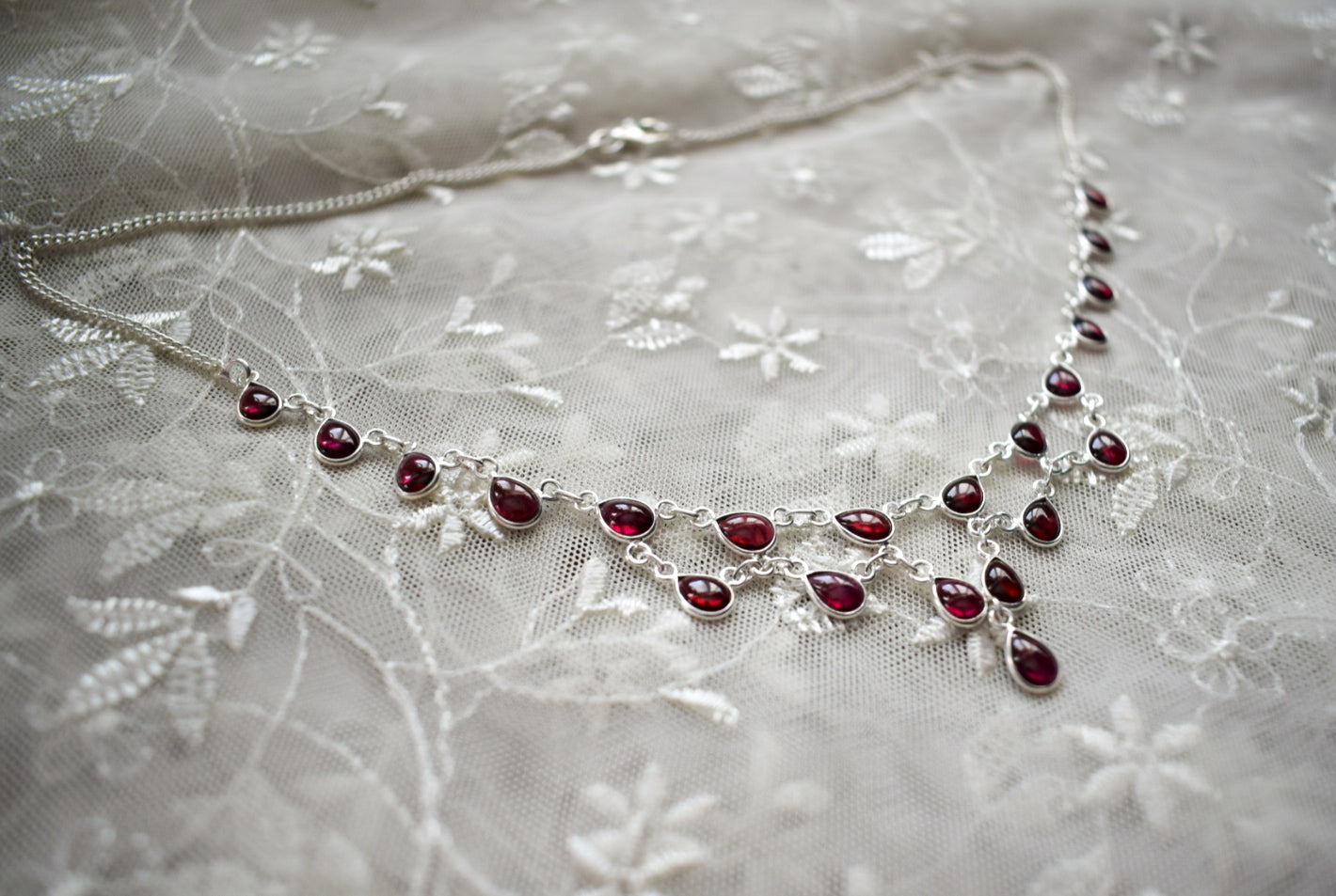 Rhodolite Garnet Statement Necklace
