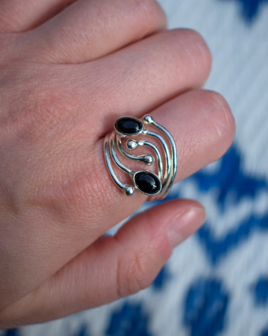 Sterling Silver Onyx Ring Size O